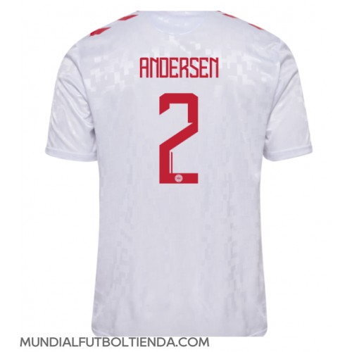 Camiseta Dinamarca Joachim Andersen #2 Segunda Equipación Replica Eurocopa 2024 mangas cortas